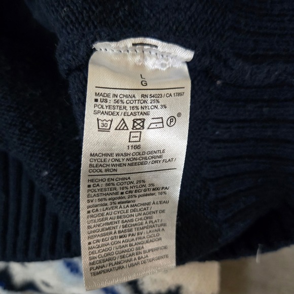 Old Navy Men Fair Isle Sweater Blue Navy Large Nordic Ski Geometric - Picture 5 of 7